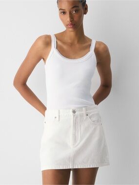 DENIM FORUM THE 90S RICCI WHITE DENIM MID RISE 100% COTTON MINI SKIRT